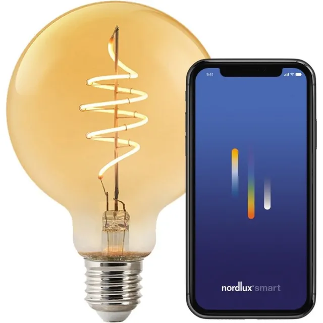 Nordlux G95-lichtbron-smart-filament-E27-gold-deco spiral-2200K