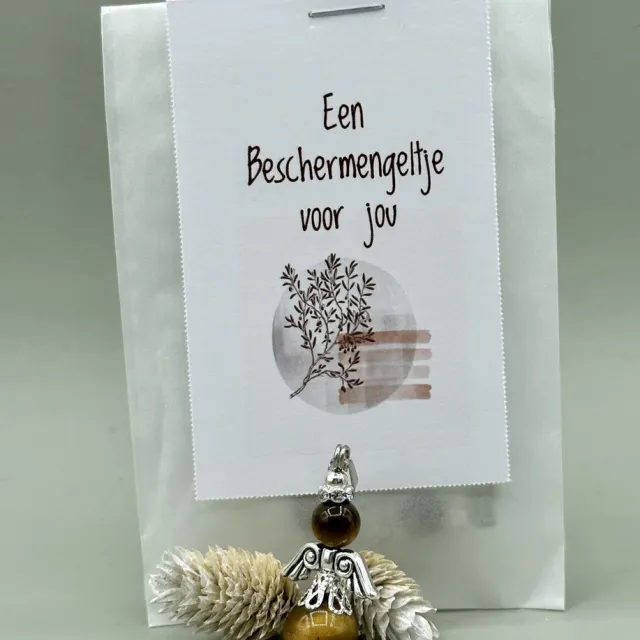 VanKarina Een beschermengeltje voor jou (Tijgeroog) kadozakje/engel/klein kadootje/edelsteen/vakantie/