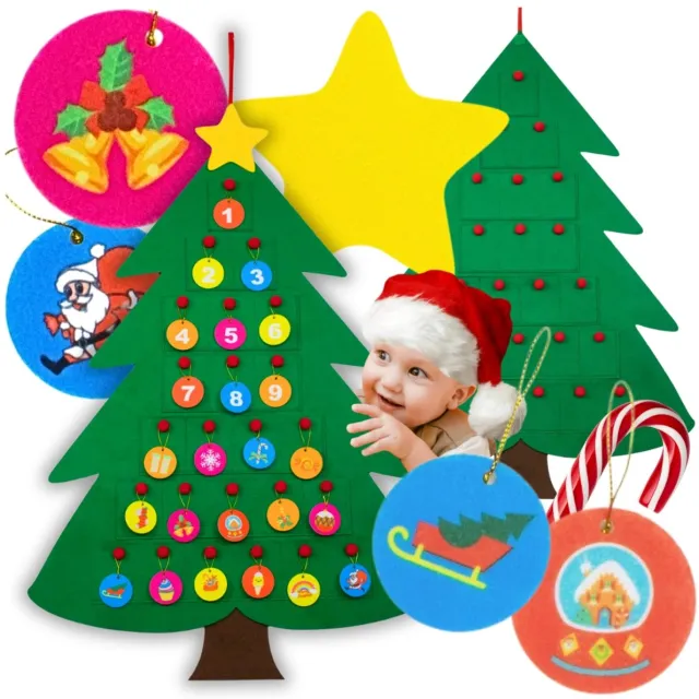 Zolta Adventskalender - Vilt Kerstboom - 90cm - DIY Omslag Groen