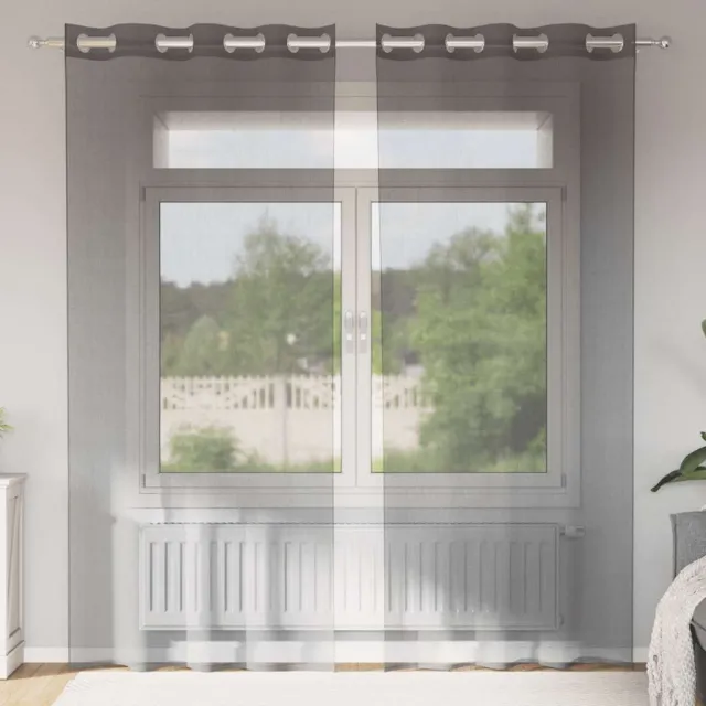 vidaXL Gordijnen voile met doorvoertules 2 st 140x245 cm donkergrijs