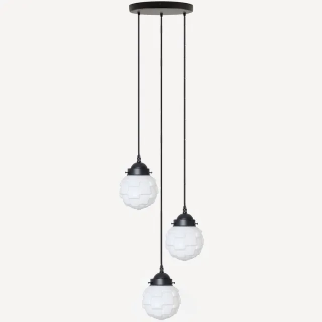 Coloured by Art 3 lichts hanglamp Bretagne. - Art Deco Trade Zwart