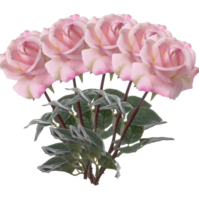 Top Art Kunstbloem roos Caroline - 5x - roze - 70 cm - zijde - kunststof steel - decoratie bloemen