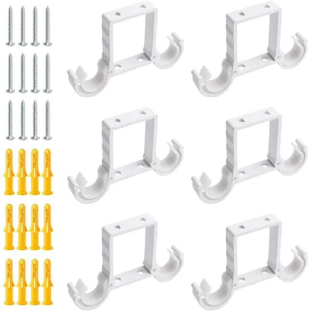 Allecto Plus Provento - Aluminium gordijnroedebeugels 6 stuks, plafondmontage, dubbele houders, wit - Voor 23 mm-27 mm gordijnroede Any