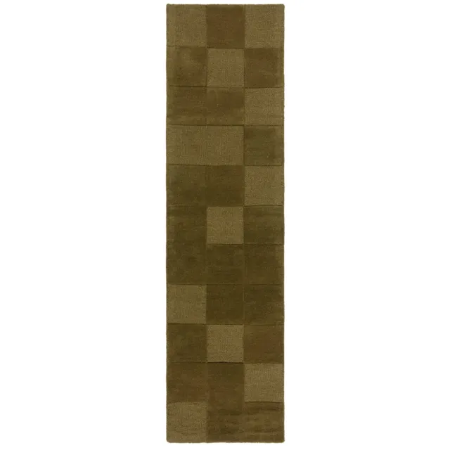 Flair Rugs Checkerboard vloerkleed van wol, modern GROEN