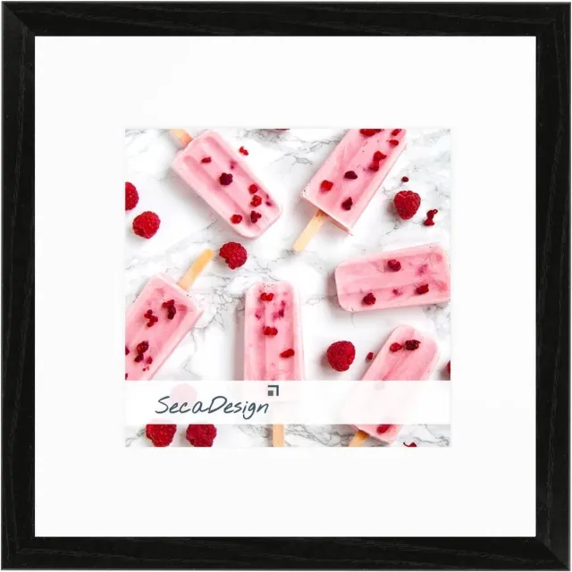 SecaDesign Tundra Hout - Fotolijst 15x15 / 10x10 cm fotomaat met passe-partout - Zwart