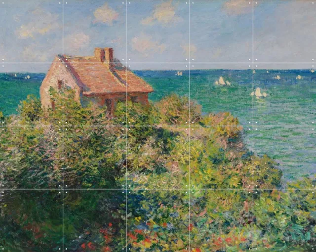 IXXI Fisherman's Cottage on the Cliffs at Varengeville, Claude Monet & Museum of Fine Arts Boston - 100 x 80 cm - Grote wanddecoratie en posters Groen / Blauw