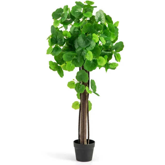 Costway Kunstplant 110 cm, kunstplant sierappelboom, kunstboom met pot, groene planten met realistische bladeren en houten stam, decoratieve plant, kamerplant voor thuis, kantoor, groen (1 stuks)