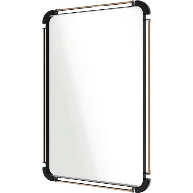 Happiq Wandspiegel Barnwood - Grote Vintage Spiegel 90 cm - Houten Frame met Metalen Pijpdetail - Decoratieve Boerderij Stijl - Voor Woonkamer & Hal Zwart