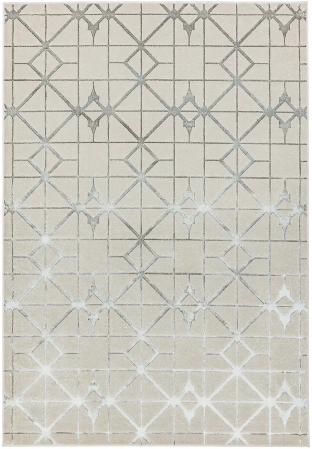 Eazy Living Easy Living - Aurora-Lattice Vloerkleed - 160x230 - Rechthoek - Laagpolig Tapijt - Klassiek - Beige, Zilver