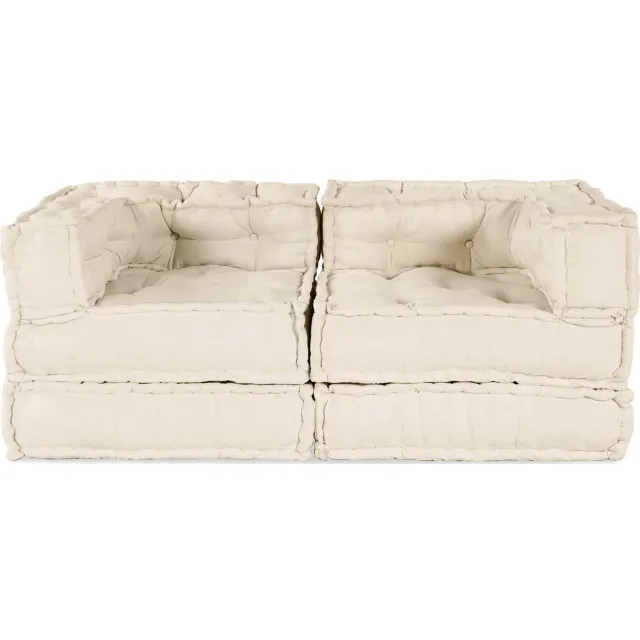 vidaXL Modulair Sofabet 2 st Stof Crèmekleurig 140 x 70 x 56 cm