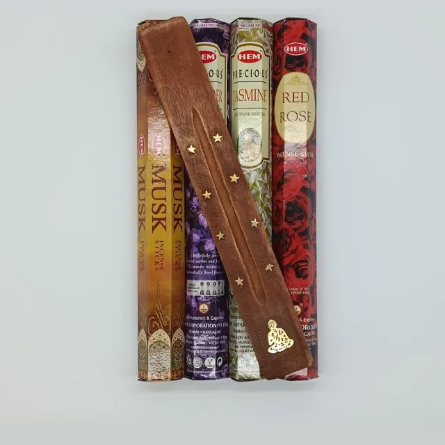 HEM Jasmijn – Musk – Rode roos – Lavendel – ** bestseller ** top 4 geuren *** Gratis Palo Santo stick- TEEX.NL – wierook – wierookstokje – 80 stokjes – geurstokje- cadeau set