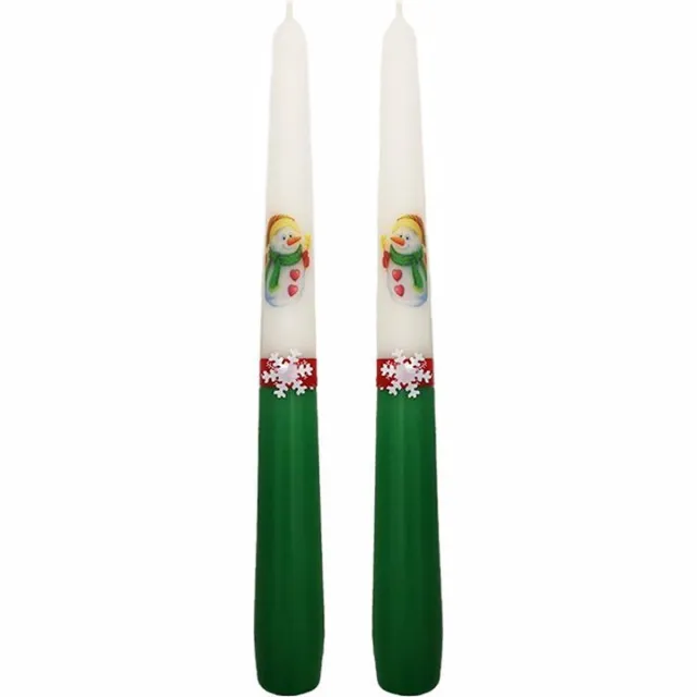 Van Licht Kerstkaarsen, Kerst Groen set van 2 stuks wit/groen