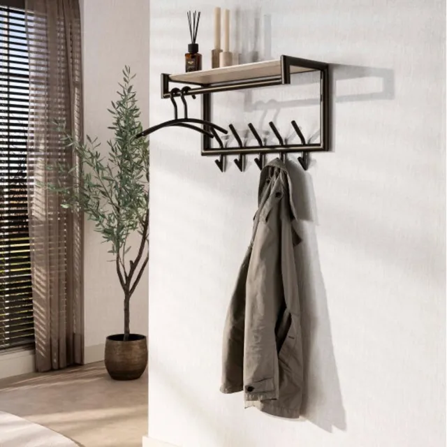 Meubelplaats Kapstok Terra XS roede-hoedenplank - Melamine travertine Naturel
