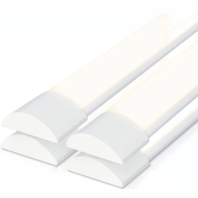 HOFTRONIC Set van 4 LED Batten rechthoek 120cm – 40 watt 5600 lumen – Neutraal wit 4000K – Flikkervrij – Polycarbonaat – IP20 – Niet dimbaar – Onderbouwverlichting – LED batten 120cm