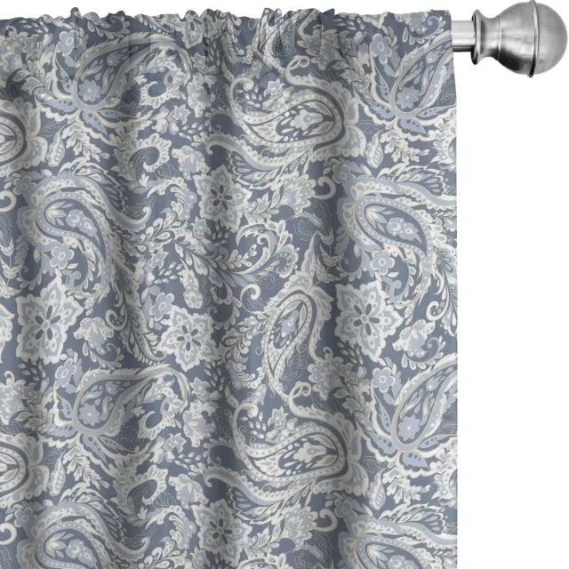 ABAKUHAUS Paisley Voorhangen – Gordijnen – 2x75x175 cm – Mikrofaser, halfdonker Blauw Grijs Paarsblauw