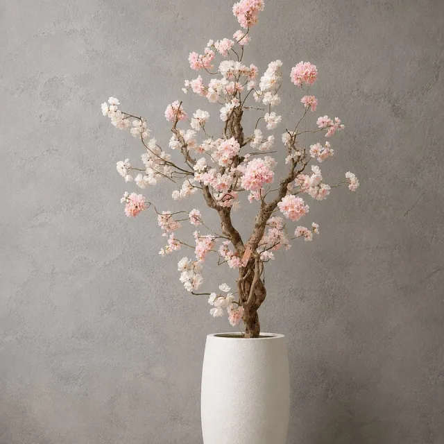 Seta Fiori Kunstbloesemboom Crème Roze 120 cm - Handgemaakt in Nederland - Echte Houten Stam - Sakura Kersenbloesem voor Binnen