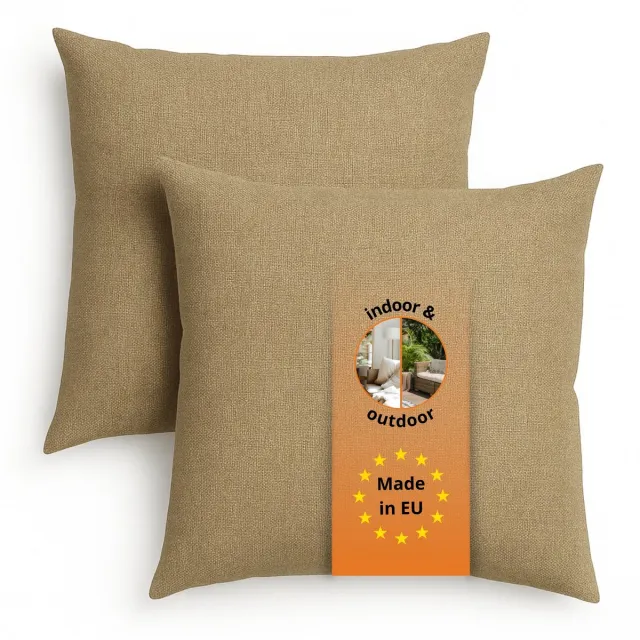 Sleepling sierkussenset van 2 - 40x40 cm kussen – bankkussen van robuuste meubelstof - incl. hoes en vulling - als decoratiekussen, sierkussen of couchkussen - kussenset - Made in EU - 40 x 40 cm - lichtbruin