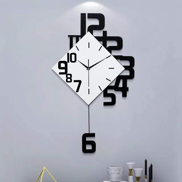 COOAU Moderne Wandklokken voor De Woonkamer - Decoratieve Wandklok met Slinger - voor Slaapkamer, Kantoor, Keuken en Thuis Wit