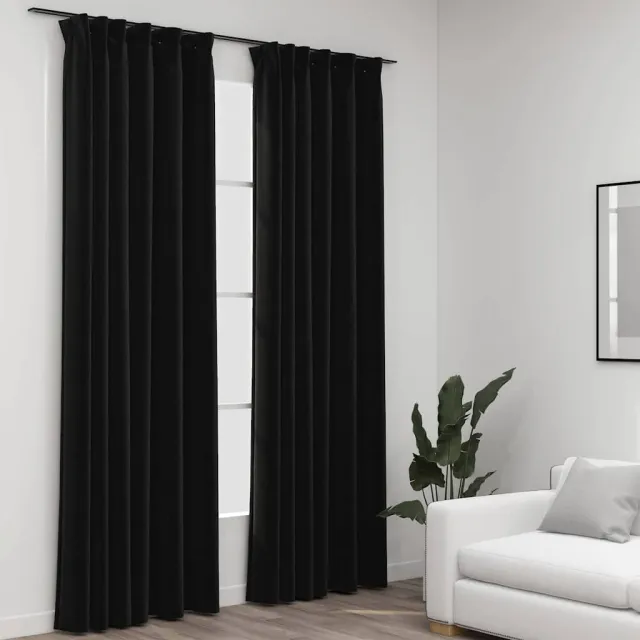 vidaXL Gordijnen linnen verduisterend haken 2 st 140x245 cm antraciet Anthraciet