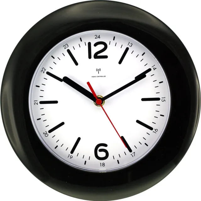 MPM Quality E01 - Wandklok - Zwart - Radiogestuurd - Kwarcmechanisme