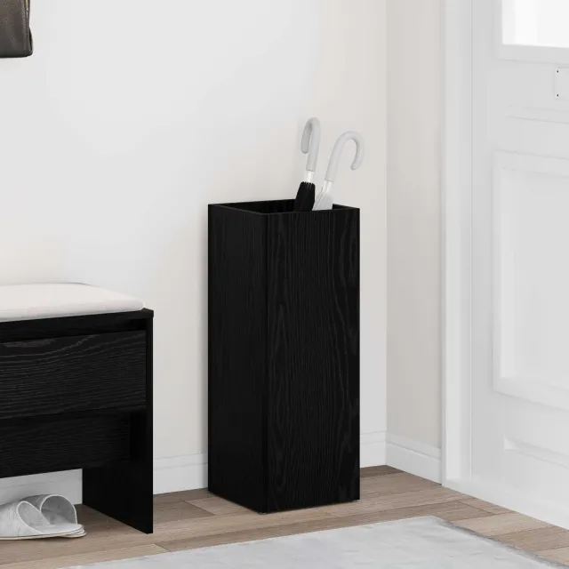 vidaXL Paraplu Standaard Zwart Eiken 25 x 24,5 x 64 cm Bewerkt hout