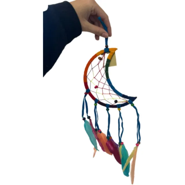 Ruben Robijn Dromenvanger rainbow maan 16 cm Bonte kleuren