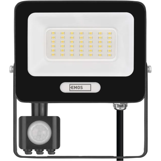 Emos GLARO LED-schijnwerper met bewegingssensor, 30 W, zwart, IP54, 3000 lm, neutraal wit, ZS2334B