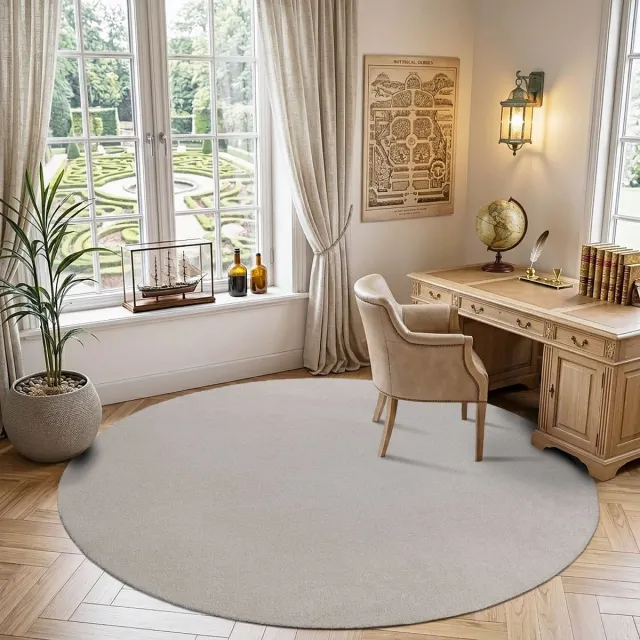 Muratap Comfy Soft - Rond Effen Vloerkleed Wasbaar Uni Creme