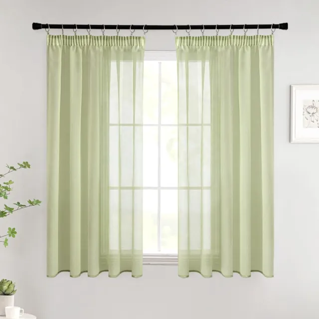 Unyqoos ® Stijlvolle Transparante Gordijnen voor Woonkamer en Slaapkamer met Modern Design, Set van 2, Groen, 140 x 145 cm