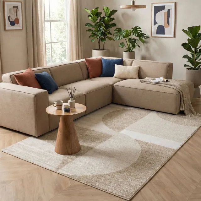 flycarpets Belos Vloerkleed Scandinavisch - Beige / Crème - Laagpolig Tapijt Woonkamer - 120x160 cm