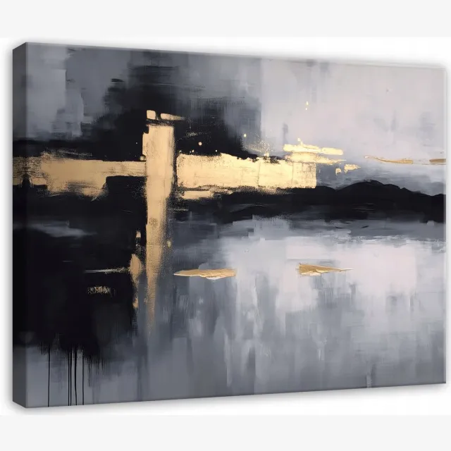 WALLARENA Schilderij op canvas - 40x30 cm - abstracte glamour structuur - Geschikt voor slaapkamer en woonkamer Veelkleurig