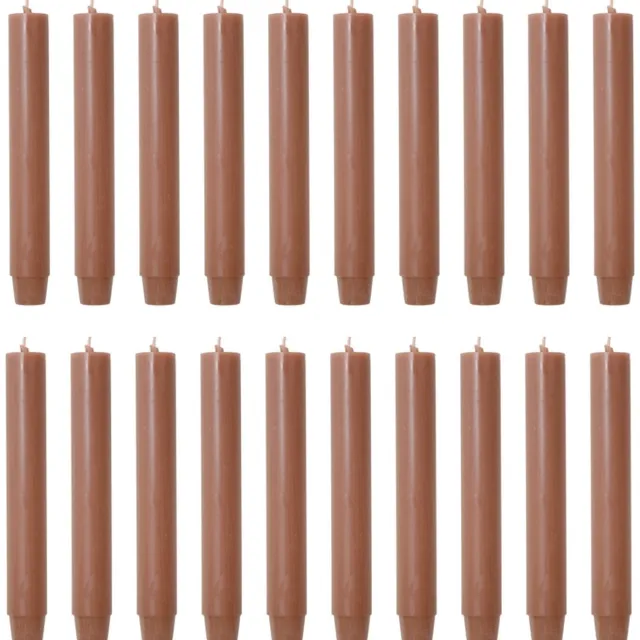 Rustik Lys chique mooie dinerkaarsen pak van 20 stuks 2.6 x 18 cm in de kleur Brique