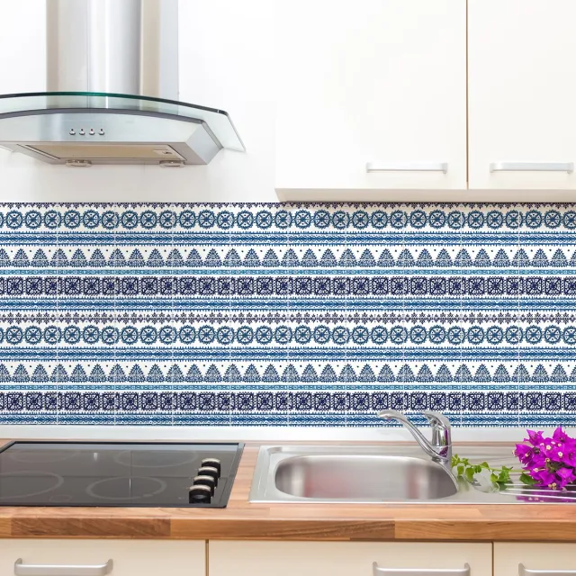 Ambiance Sticker Tegelstickers voor de muur in keuken en badkamer - 30 etnische cementtegelstickers, Kaapstadse stijl - 30 stickers, 10x10 cm Multi color
