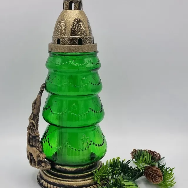 Lubema Herdenkingslicht - R134j - Kerstboom - Rendier - Goud - Grafkaars - Graflicht - Graflantaarn - Grafdecoratie - Windlicht