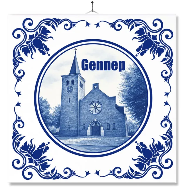MC Living Tegel Met Opdruk | Gennep | Delft Blauw | Cadeau | Inclusief Geschenkdoos | Standaard | Ophangsysteem Multi-Color