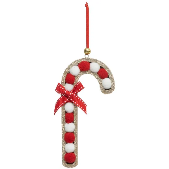 Feeric lights & Christmas Sucre d'orge de Noël avec pompon H. 15 cm Rouge