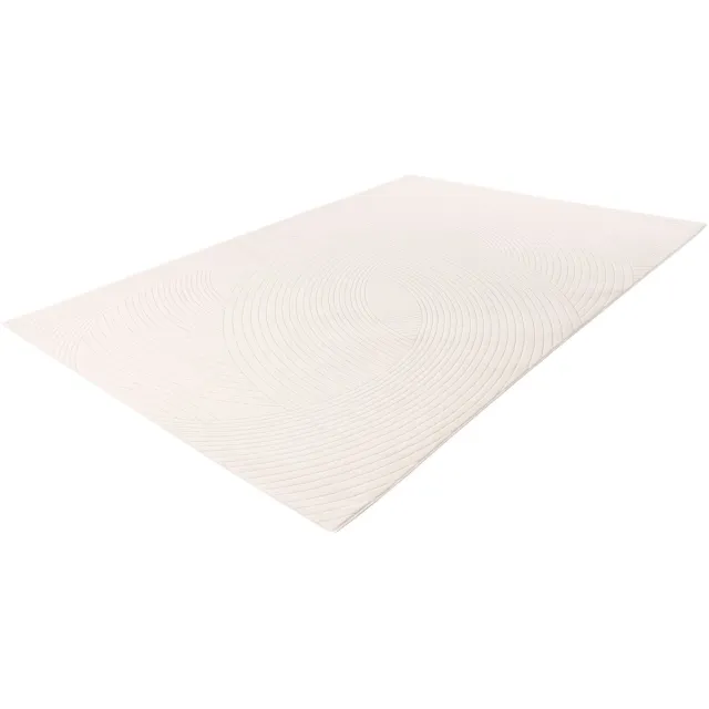 Batucci Napoli Vloerkleed - Japandi Stijl - 3D Golven Tapijt - Zand Wit - Modern en Onderhoudsvriendelijk - Luxe Uitstraling