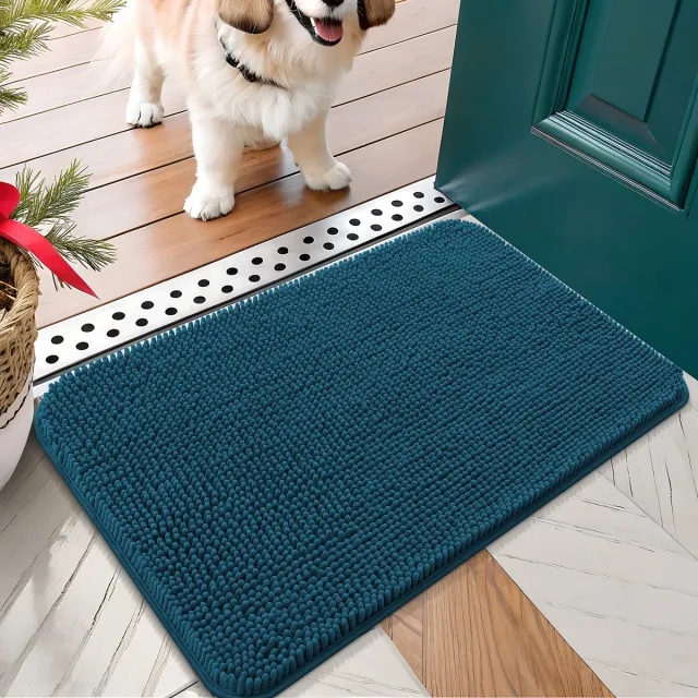 Homaxy Deurmat Binnen - Schoonloopmat - Antislip Droogloopmat - staalblauw - 41X61 cm