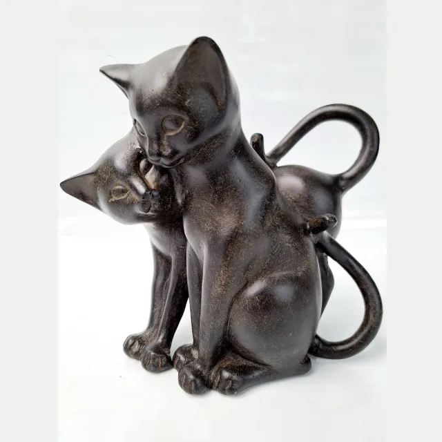 Denza Katten beelden zwarte kat CT2185 - Decoratie - polyresin- 2 stuks -polystone - poes katten