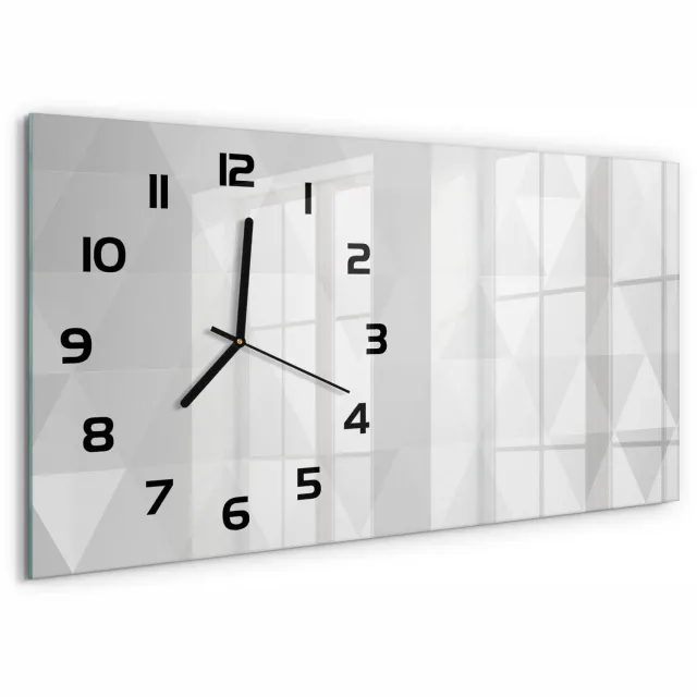 TULUP Wandklok - Abstracte achtergrond Glazen Klok Met Print - 60x30 cm - Grijs Wandklok Glas Met Motief - Zwarte handen - Rechthoekige Klok - Wandklok Glas Decoratie - Gekleurde Glazen Klok