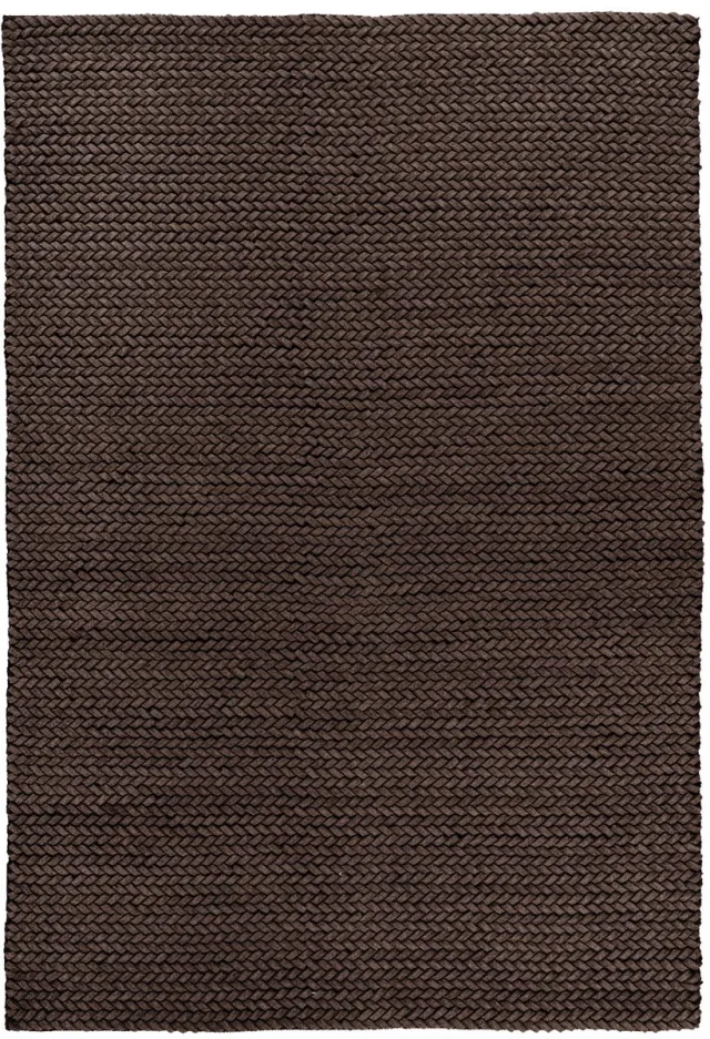 Padiro stijlvol laagpolig vloerkleed 120 x 170 cm - donkerbruin - modern effen ontwerp - voor vloerverwarming - van wol