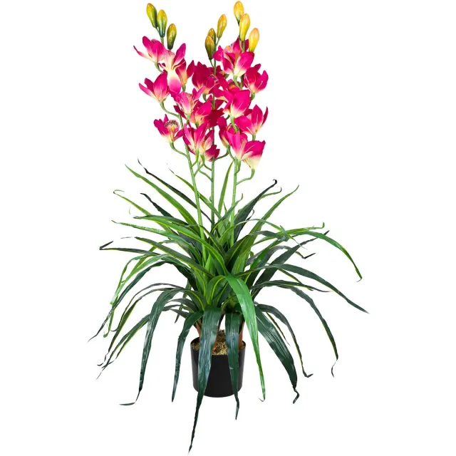 Decovego Kunstmatige Valse Orchidee Plant Bloem Decoratie Bininnen 100cm 27 Roze Bloesems DECOVEGO Groen