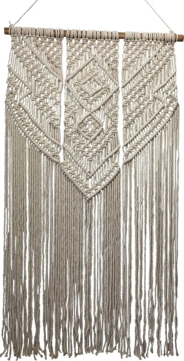 RedDyno Macramé Wandkleed – Wandtapijt – Muurdecoratie – 80x45cm crème