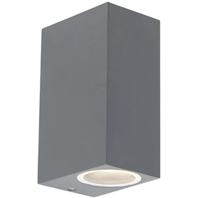 QAZQA baleno - Moderne Wandlamp Up Down voor buiten - 2 stuks - D 9 cm - Donkergrijs - Buitenverlichting Donkergrijs - set van 2