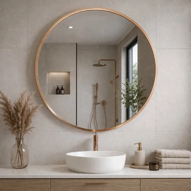 Dutchers Ronde Spiegel - Moderne Wandspiegel - Hal Spiegel - Badkamer - Huiskamer - Slaapkamer - Toilet - 50 Cm - Goud