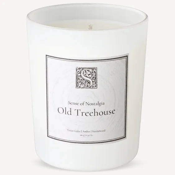 Sense of Nostalgia Geurkaars - Old Treehouse - 100% Plantaardige Koolzaadwas - Vegan - Boomhut - Geurkaars - Cadeau wit