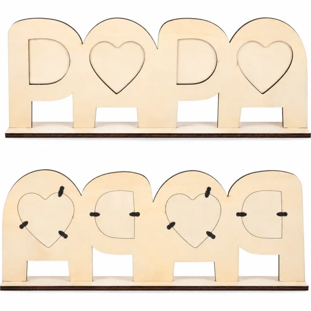 SWGOTA Houten PAPA-fotolijst met 4 fotovensters en voet, 30 x 4,4 x 11,4 cm, 1 stuk, cadeau voor Vaderdag Bruin