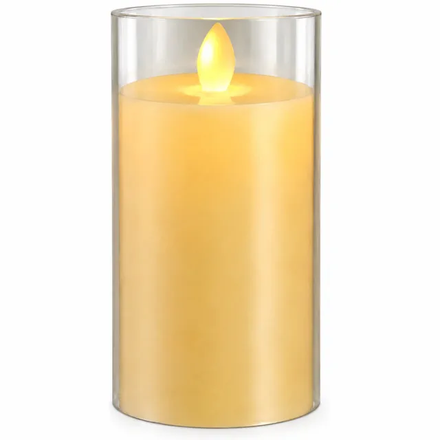 SWGOTA led kaarsen met bewegende vlam - cilindermodel 7.8 x 17.5 cm, warm licht, vlakke rand, op batterijen, batterijen niet inbegrepen Crème