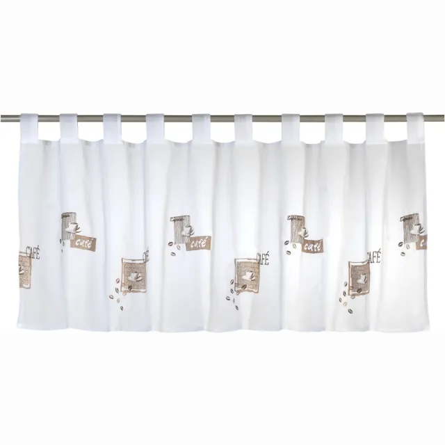 Elbersdrucke Bistro Gordijn 48x140 cm wit-bruin transparant BraunWeißBeige