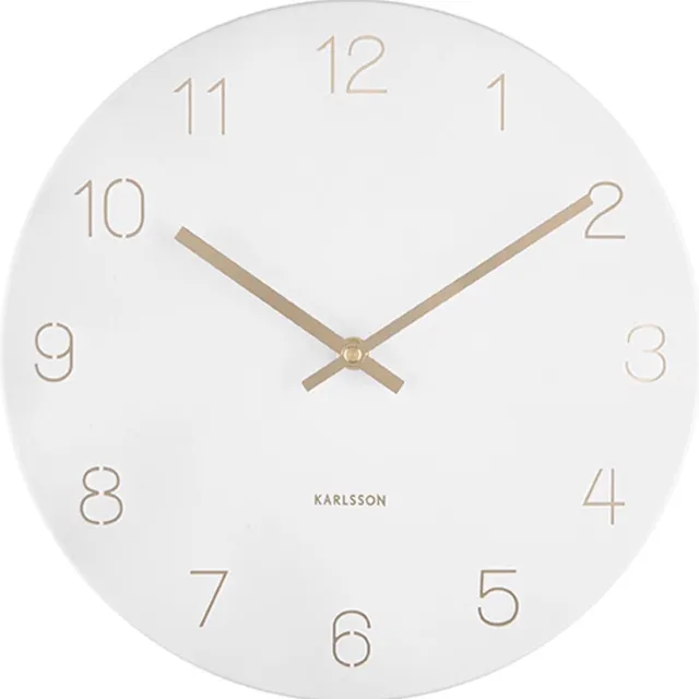 Karlsson Wandklok Charm - Gegraveerde cijfers Wit - Small - Ø30cm - Wandklok Scandinavisch